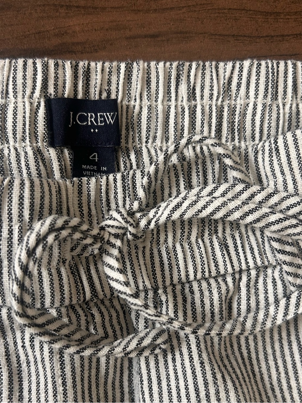 J. Crew Women's Straight Leg Drawstring Pants in Light Gray Pinstripe - Picture 3 of 8